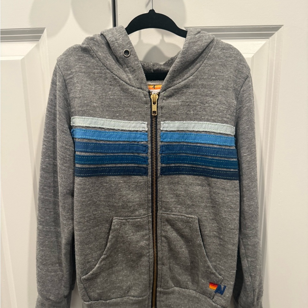 Aviator Nation Gray and Blue Striped kids sweatshirt
